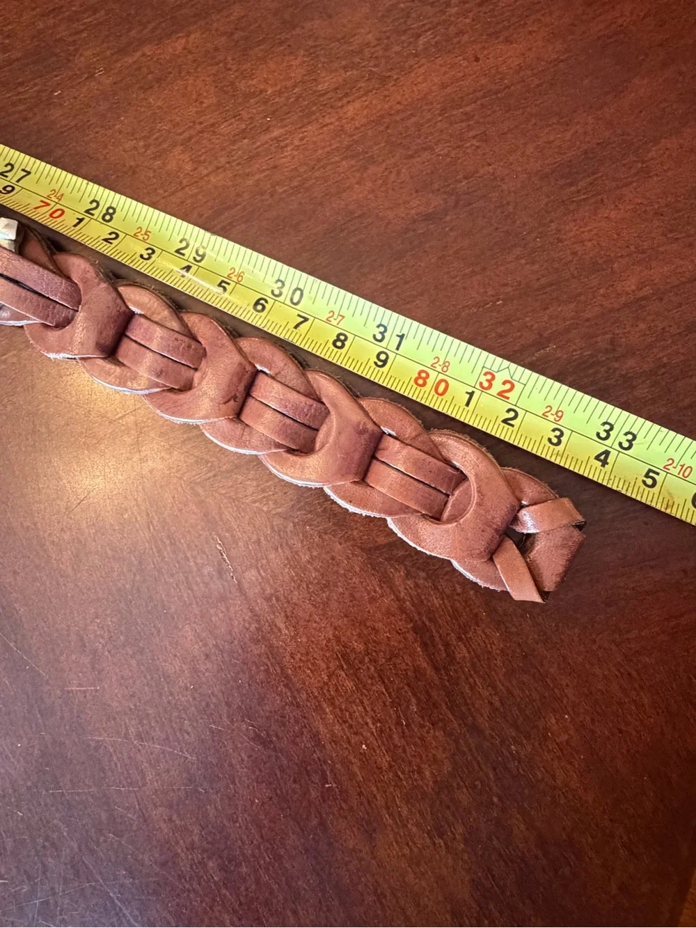 Aimee Lynn Vintage Women's Braided 100% Leather Belt in Brown